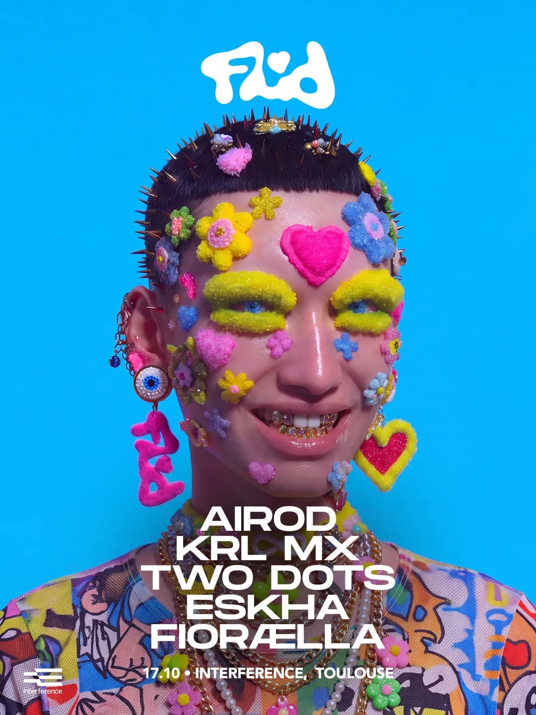 FLUID Presents: Airod, KRL MX, Two Dots, Eskha, FIORÆLLA event poster